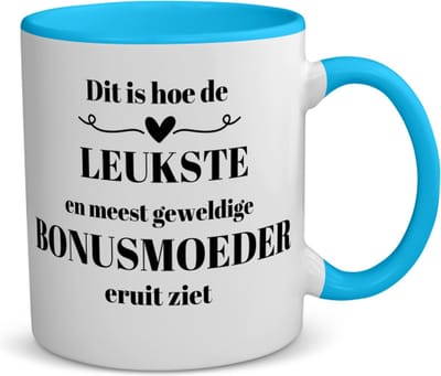 Akyol - dit is hoe de leukste en meest geweldige bonusmoeder eruit ziet koffiemok - theemok - blauw - Mama - meest leukste bonusmoeder - moeder cadeautjes - moederdag - verjaardag - geschenk - kado - moeder artikelen - 350 ML inhoud