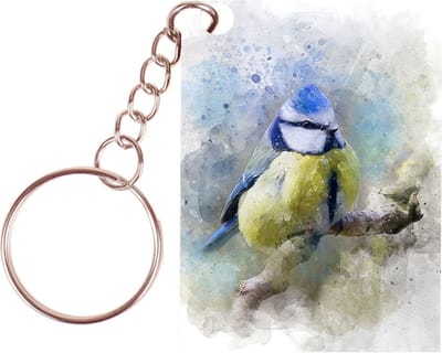 Sleutelhanger 6x4cm - Aquarel Pimpelmees