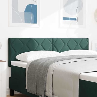 vidaXL - LED - Hoofdbord - Donkergroen - 144 - cm - Fluweel