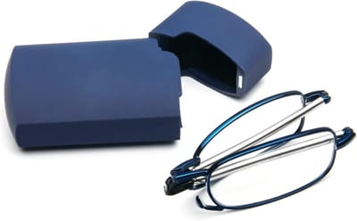 Leesbril Opvouwbaar - Lees Hulp - Reizen en Onderweg - Telescopische Pootjes - Frame 132mm - Blauw