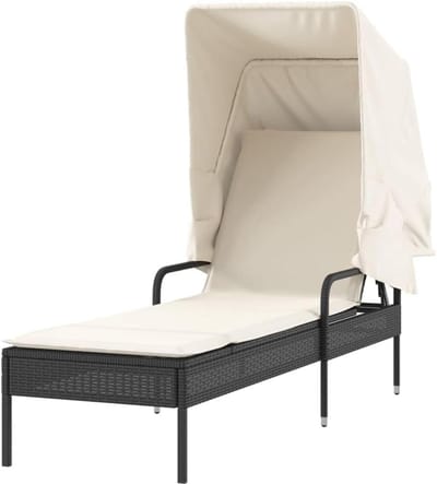 Zwarte ligstoel - Loungestoel buiten - Ontspannen in tuin - Verstelbare rugleuning - 62 x 200 cm - Zwart