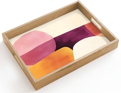 Dienblad hout 40x30 cm - Schootdienblad - Vormen - Abstract - Kleurrijk - Borrelplank rechthoek - Plateau dienbladen