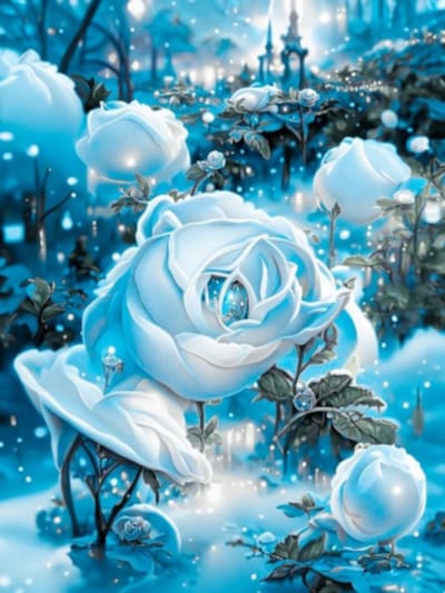 Diamond painting Fantasie rozen tuin 30x40cm vierkante steentjes