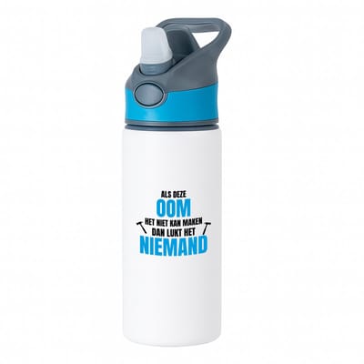 Hacebo® - Als oom het niet kan waterfles met rietje blauw - Oom - een oom - verjaardagscadeau - cadeau voor oom - cadeau - kado - water fles - 650ML