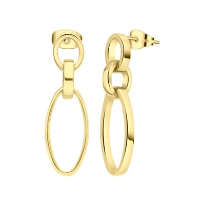 Lucardi Dames Goldplated oorbellen Modeste - Oorbellen - Cadeau - Staal - Goudkleurig