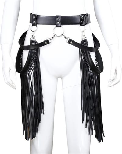 vscnovelty® Fetish - Sm Lederen Kleding Bondage Kwastje Broek Bdsm - Sex Harnas Klinknagels - Fetish Cosplay