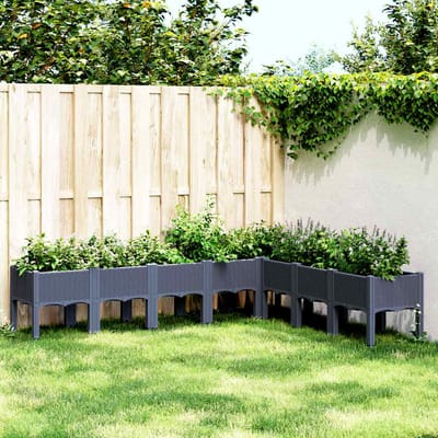 vidaXL - Plantenbak - met - poten - 200x160x42 - cm - polypropeen - blauwgrijs