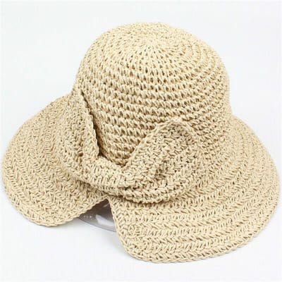 Kleine strohoed Zomerzonnebrandcrème Strandhoed Strik Vissershoed Dames opvouwbaar vizier beige