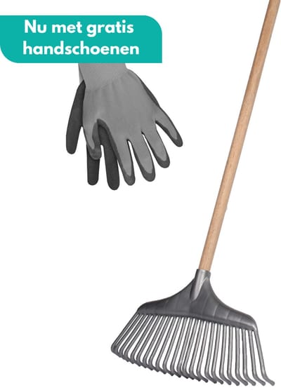 Tuilana ® - Bladhark voor harken - Gazonhark - Grashark - Handhark - 23 tanden met steel 120 cm - Kunststof - Extra stevig - Nu met GRATIS tuinhandschoenen