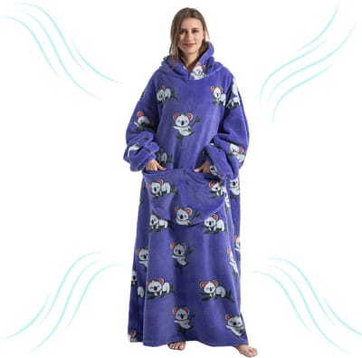 Livano Hoodie Deken Met Mouwen - Plaid - Knuffeldeken - Onesie - Fleece Blanket - Dames - Heren - Kinderen - Extra Zacht & Warm - Leeuw