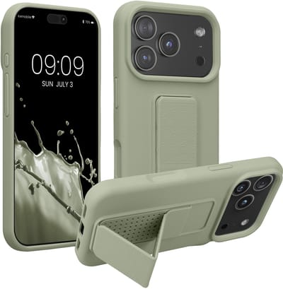 kwmobile back cover voor smartphone - geschikt voor Apple iPhone 18 Pro / iPhone 17 Pro - 1x beschermhoesje van kunststof - In grijsgroen