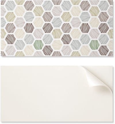 Set zelfklevende PVC-tegels met zeshoekig patroon en lijnen, 6x60x30 cm