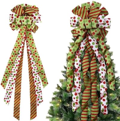 Kerstversiering- kerstboomversiering- Rode en groene kerstboomversiering - strikversiering - grote kransstrik - met glinsterende rode en groene accenten - Kerstmis - vakantiehuis - buiten - binnendecoratie (1 stuk - 116*33cm)
