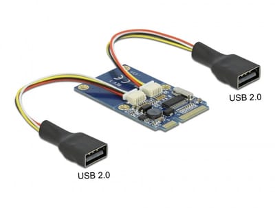 Delock Mini PCIe I/O full size 2 x USB 2.0 Type-A female