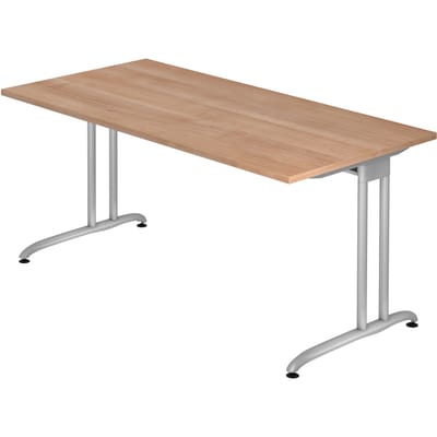 Bureautafel TARA, C-poot, rechthoek, B 1600 x D 800 x H 720 mm, notenhoutpatroon