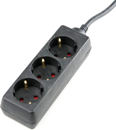 3-Weg Stopcontactstrip met 3 meter Kabel - IP20 - 230V/16A - Zwart
