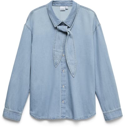 VERO MODA - VMVIONETTE LS DENIM BOW SHIRT YO327 - Dames - Blouses