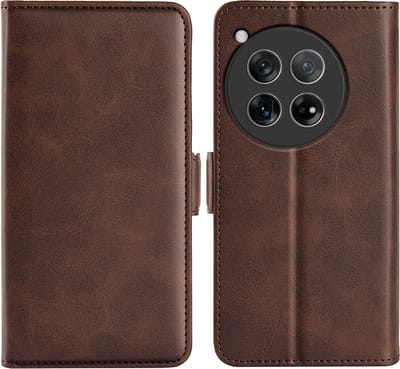 MobyDefend Hoesje - Geschikt voor OnePlus 12 - Luxe Wallet Book Case (Sluiting Zijkant) - Bruin