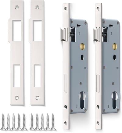 2 Stuks Insteekslot RVS - 92mm Centrum - 40mm Backset - Slotkast voor Binnen- en Buitendeuren