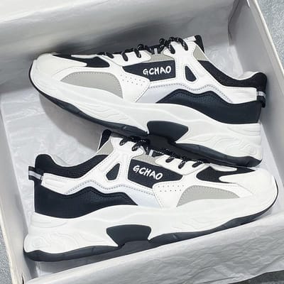 Herenschoenen voor de zomer Ademend Nieuw Trendy Veelzijdig Hardlopen Dunne Mesh Sport en Casual Witte Board Schoenen Trendy Schoenen 44 black