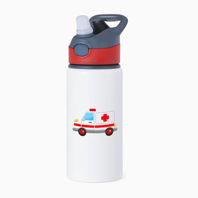 Hacebo® - Ambulance waterfles met rietje rood - Auto - Ambulance medewerkers - Zorgmedewerkers - hulpdiensten - ziekenwagen - water fles - 650ML