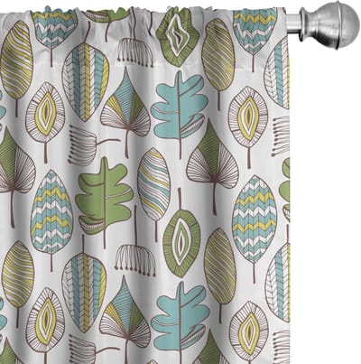 ABAKUHAUS Doodle Paardenbloem Boho — 2x75x175 cm, multikleurige gordijnen