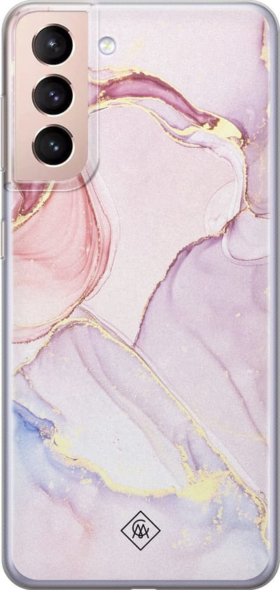 Casimoda® hoesje - Geschikt voor Samsung S21 Plus - Marmer roze paars - Backcover - Siliconen/TPU - Paars