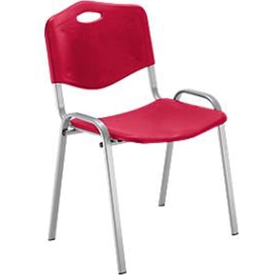 Nowy Styl bezoekersstoel ISO 4L, H 470 mm x B 460 mm x D 410 mm, kunststof, met stalen onderstel, krasbestendige poten, stapelbaar, aluminiumrood