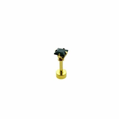 Aramat Jewels | Piercings | Zwarte Vierkante Helix Piercing met Zirkonia | | | |4mm | Staal | Volwassenen | Verkleurd niet