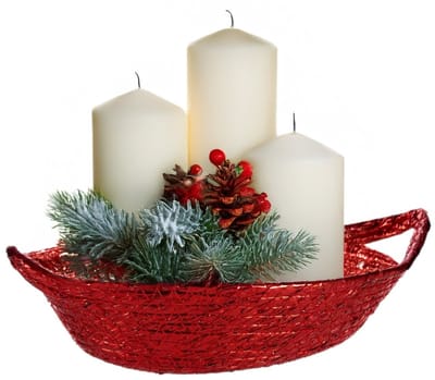 Krist+ Kerst mandje - kerststukje maken - metallic rood - 26 x 22 x 8 cm - zeegras