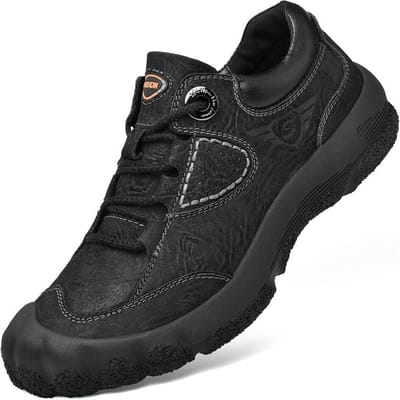Nieuwe Herenschoenen Lente en Herfst Wandelschoenen Echt Leer Outdoor Sport Casual Schoenen Waterdicht, Antislip, Slijtvast Wandelschoenen 44 black