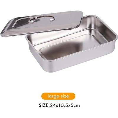 Plateau pour instruments dentaires en acier inoxydable avec couvercle Contenant de désinfection stérilisation médicale pour instruments chirurgicaux Nouveau white