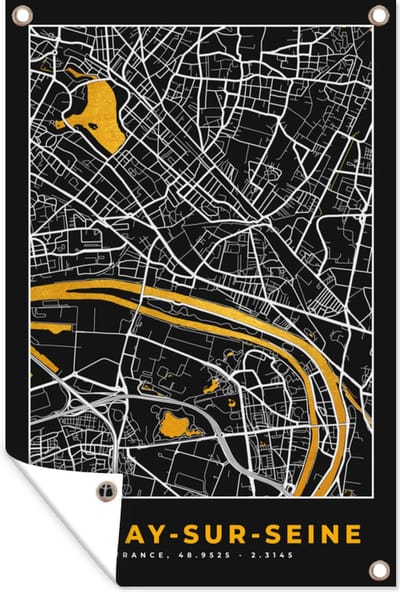 Muurdecoratie Plattegrond – Kaart – Stadskaart – Frankrijk – Épinay-sur-Seine - 120x180 cm - Tuinposter - Tuindoek