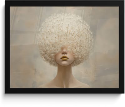 Poster in lijst - Fotolijst 40x30 cm - Posters - Dromerig - Beige - Paardenbloemzaadjes - Posterlijst zwart - Decoratie - Wanddecoratie woonkamer - Muurdecoratie slaapkamer