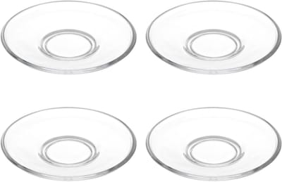 Set van 4 Heldere Glazen Schotels voor Snacks en Desserts - Ideaal voor Koffie, Thee en Fruit - 9 x 9 cm