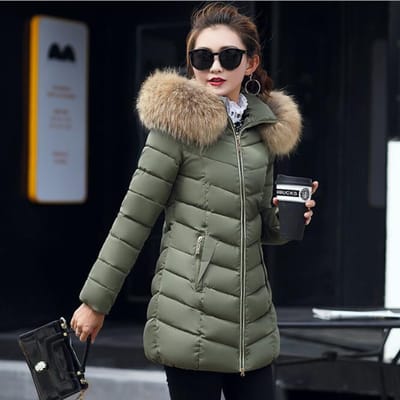 Hiver Version Coréenne du Manteau en Coton pour Femme Mi-long Mince Manteau en Coton Grand Col en Fourrure Veste en Coton Duveté Veste XXXL gray