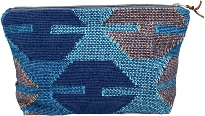 Luna-Leena duurzame toilettas - blauw katoen Dhaka - 1 gevoerde opbergvak - handgeweven in Nepal - trendy bag - travelbag - toiletry bag - beautycase - barbieretui