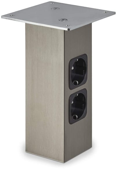 SOTECH Barconsole recht 210 x 70 x 70 mm in RVS look met Schuko Stopcontacten 30 kg Draagvermogen Steun