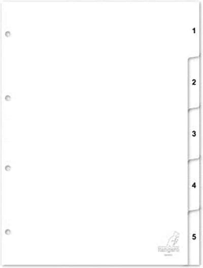 Kangaro tabbladen - A4 - PP 120 micron - wit - 4-gaats - 10-delig cijfers