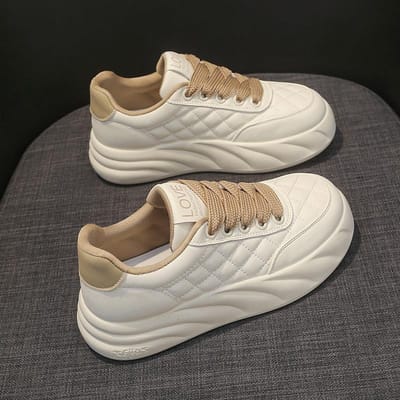 Leren platform witte schoenen lente nieuw zachte zool damesschoenen casual schoenen dames sportschoenen verhogende zool schoenen 40 white