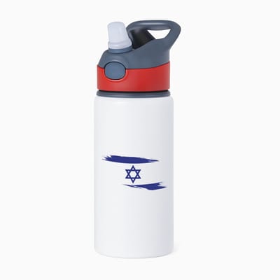Hacebo® - Israël vlag waterfles met rietje rood - Israël - mensen die liefde willen geven aan Israel - degene die van Israël houden - supporten - oorlog - verjaardagscadeautje - gift - geschenk - kado - water fles - 650ML