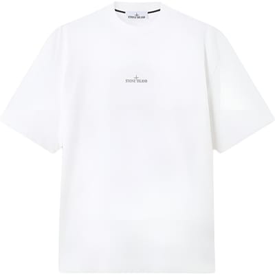 T-shirt Homme Manches Courtes Col Rond Épaules Tombantes Motif Imprimé Stone Island Tops L1S152100001S0374-V0001 M white