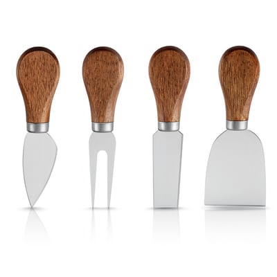 Waterval® Luxe Kaasmessenset - 4-delig - Kaasmesjes - Kaasmessen Zilver-Hout RVS - Giftbox