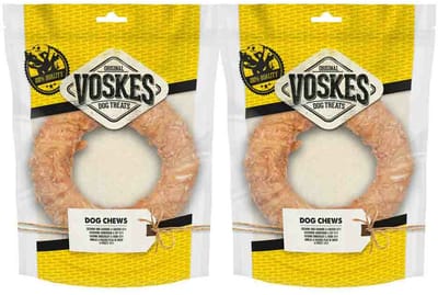 Voskes Hondensnack Kauwring Runderhuid met Kip - 2 x 19 cm - Voordeelverpakking