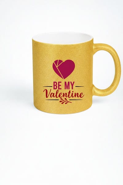 Gouden Glitter Be My Valentine Mok - Romantisch Valentijnscadeau met Hart