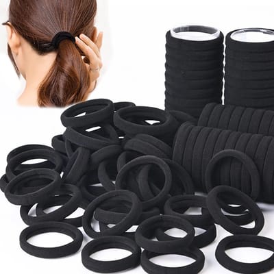 100 Stuks Haarbanden voor Dames – Zwart – Hoog Elastische Rubberen Haarbanden – Sterke en Flexibele Haaraccessoires – Geschikt voor Dagelijks Gebruik, Sport en Styling
