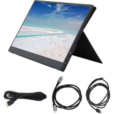 Draagbare Monitor 15,6 Inch USB Computer Gaming Display Laptop Scherm Extender met PU Leer Cover