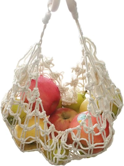 Fruit Hangmat - Opknoping Mand - Keuken Opbergen - Handgeweven Katoen - 73 x 52cm - Groen