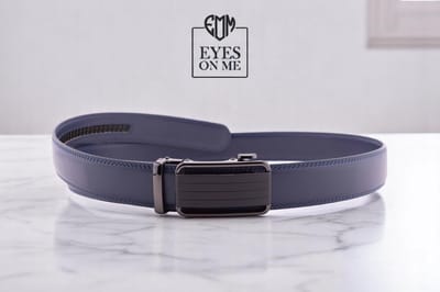 Blauwe lederen riem zonder gaatjes met automatische gesp voor heren ( Model A003 )