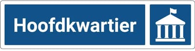 Hoofdkwartier deurbordje met zelfklevende strip | Forex Re materiaal | 20 x 5 cm